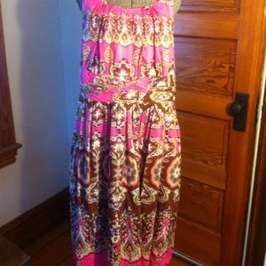 Eliza J pink print cotton blend dress